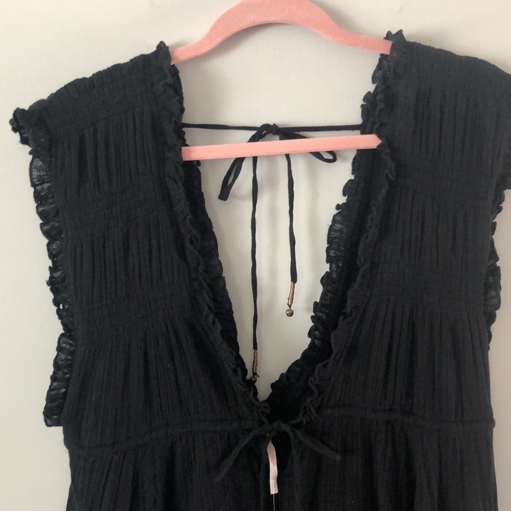 NEW Free People Antoinette Lined Fit and Flare Cotton Black S Mini Dress - Picture 4 of 16